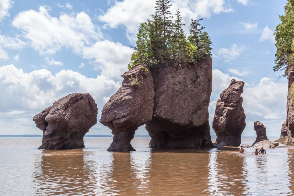 The Hopewell Rocks is one of New Brunswick's top attractions. They are located on the Bay of Fundy which is the site of the world's tallest tides is is in Fundy National Park.